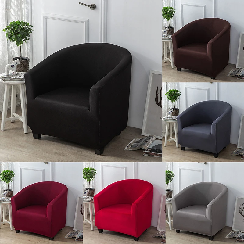 Single Sofa Cover Club Sofa Covers For Living Room Elastic Relax Armchair Protector Cover Solid Color Spandex For Home Hotel
