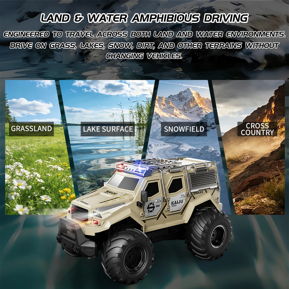9IMOD RC Amphibious Snake Car 1/14 Water Spray Transforming Stunt Vehicle 2.4G