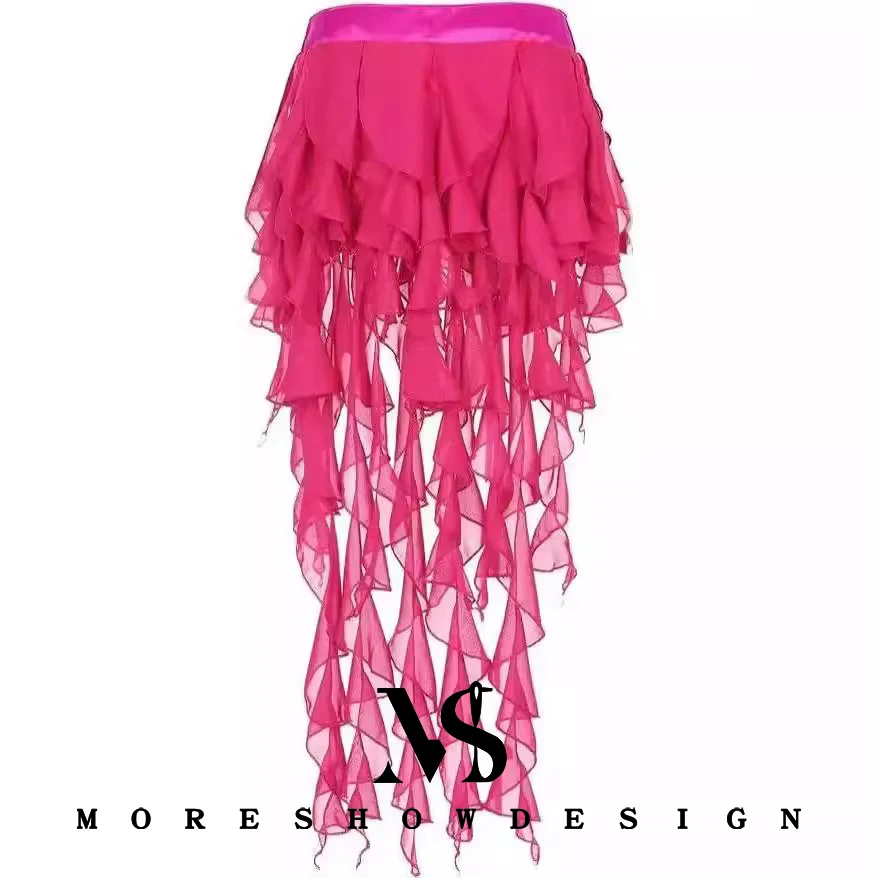 ベリーダンス九尾キツネベルトインドダンスシフォンベルトネクタイウエストヒップスカーフサゴウエストチェーンオリエンタルダンスアクセサリー