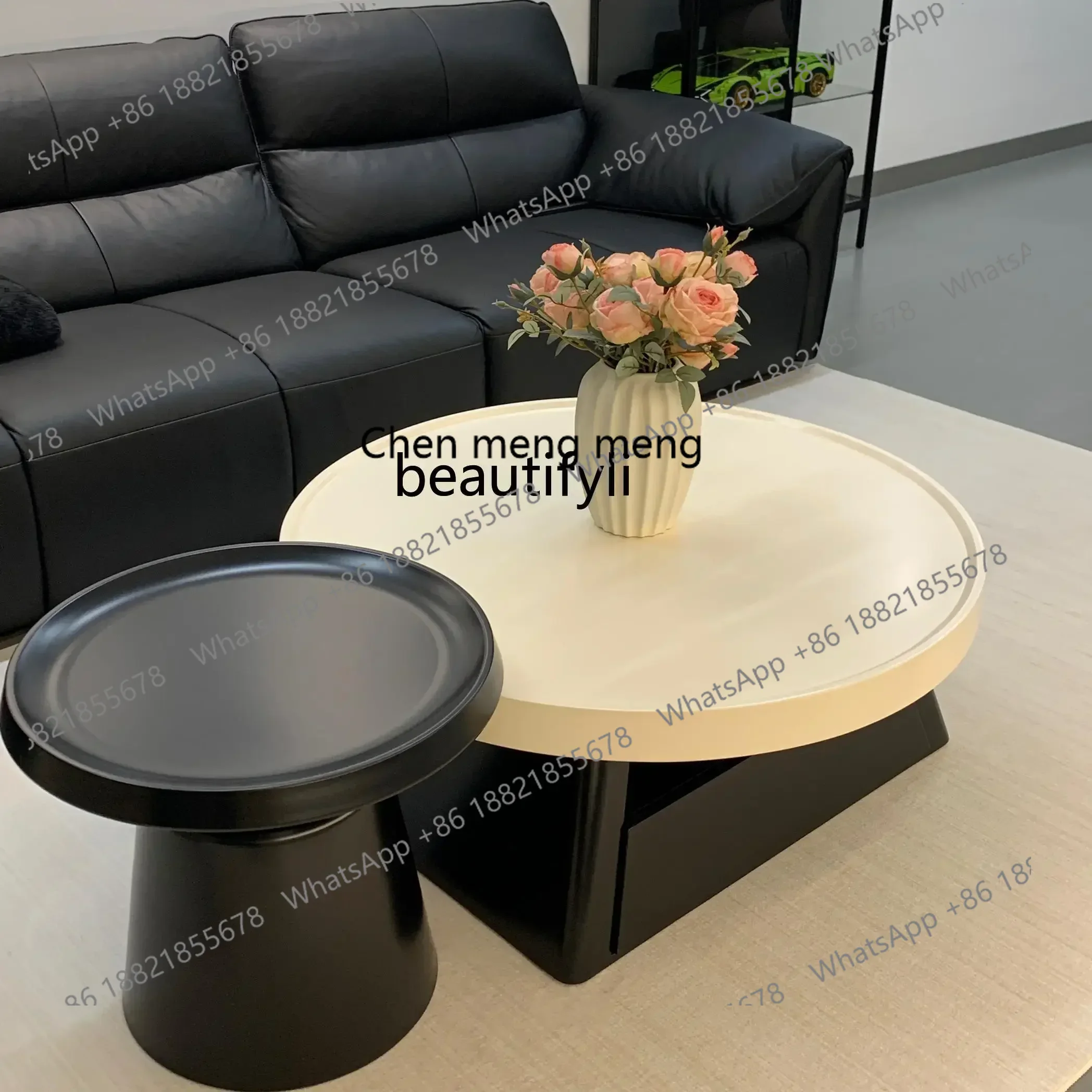 SS ss7486 black and white coffee table living room for home use, French cream style minimalist small apartment light luxury high