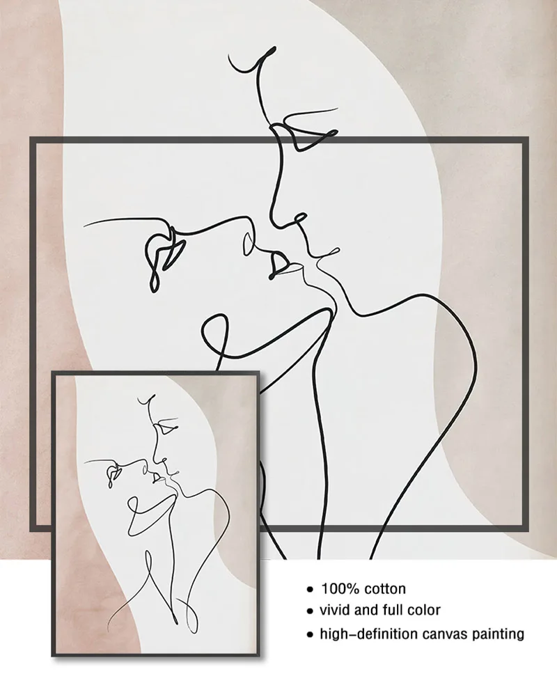 Love Heart Hands Line Girl Boy Abstract Nordic Posters And Prints Wall Art Canvas Painting Pictures For Living Room Decoration