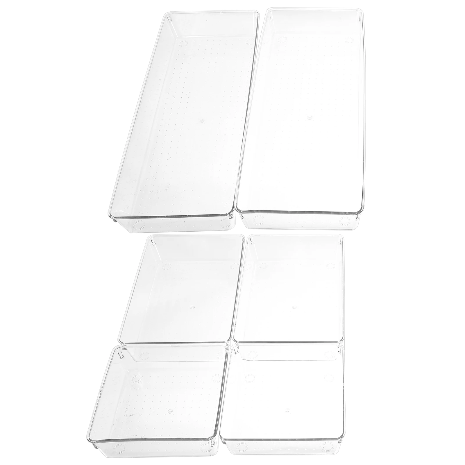 

6pcs Plastic Drawer Organizer Clear Box Transparent Makeup Organizer Trays Vanity Storage Bins Bathroom Divider Closet Desk