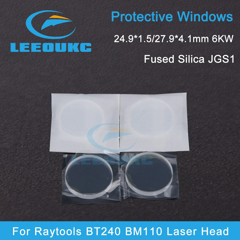 LEEOUKC Raytools Protective lens/Mirrors 27.9*4.1mm QBH Lens 24.9*1.5mm 1064nm 0-6000W For Raytools BT240 BM110