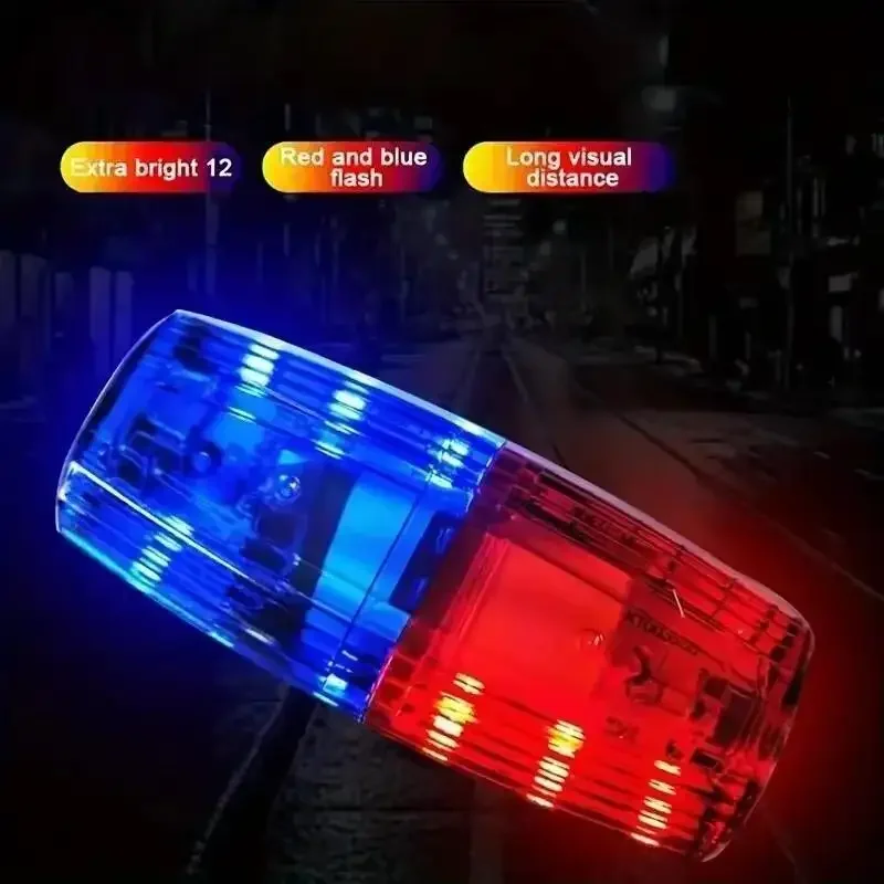 Lampu peringatan bahu LED Merah Biru polisi klip bahu lampu penerangan strobo sinyal Flash Alarm patroli keselamatan pekerja sanitasi