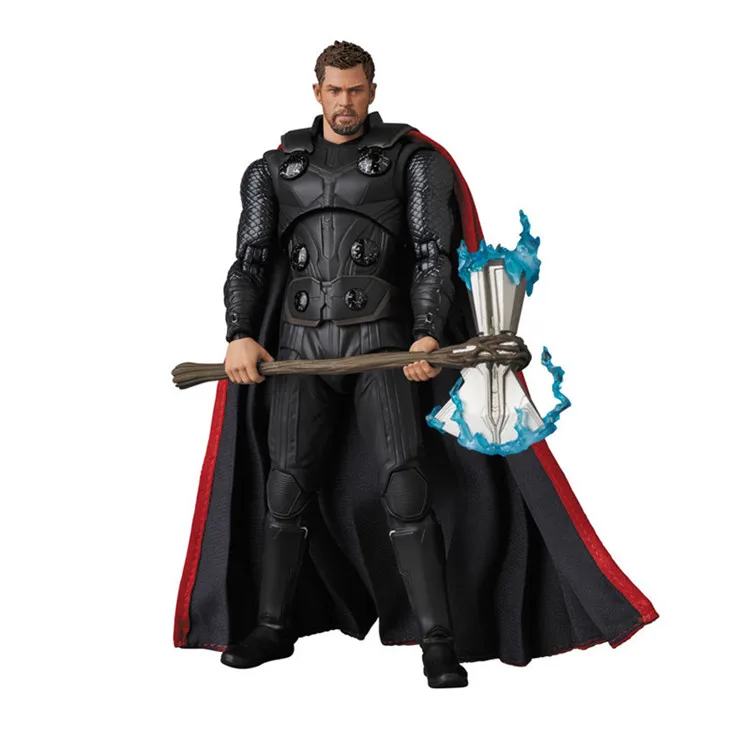 Avengers Thor Action doll Submachine Gun Axe Interchangeable Head Hinged PVC Collectible Model Toy with Display Stand Gift