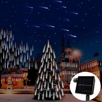 Solar Christmas Meteor Shower Light Outdoor Falling Rain Drop String Lights for Street Tree Wedding Party Garden Eave Decoration