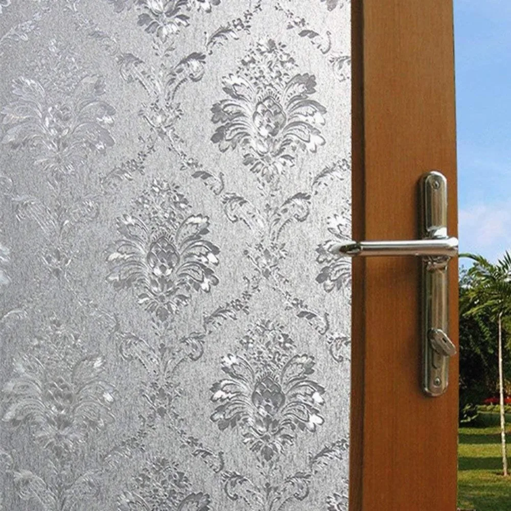 Fenster-Sichtschutzfolie, dekorativ, statisch haftend, Fensterfolie für Privatsphäre, Damaskus-Muster, Fenstertönungsaufkleber für Zuhause oder Büro