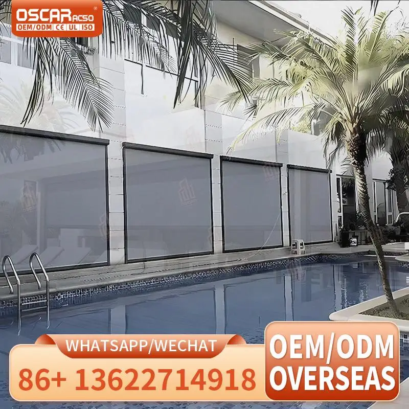 

Wholesale Custom Motorized Zip Track Roller Blinds Windproof Remote Control Outdoor Window Blinds for Home Office Patio Rolling