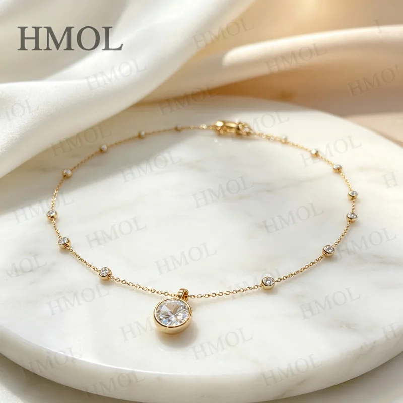 Lab Grown Diamond Necklace 2CT Round Pear Marquise 10K/14K/18K Solid Gold Tarnish Resistant Versatile Daily Wear Fine Jewelry