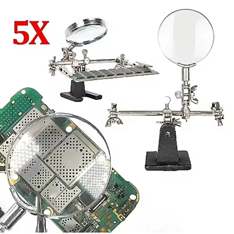 

Welding Auxiliary Clip Magnifier Electric Circuit Board Repair Welding Iron Bracket Adjustable 5X Desktop Loupe Hand Tool Sets