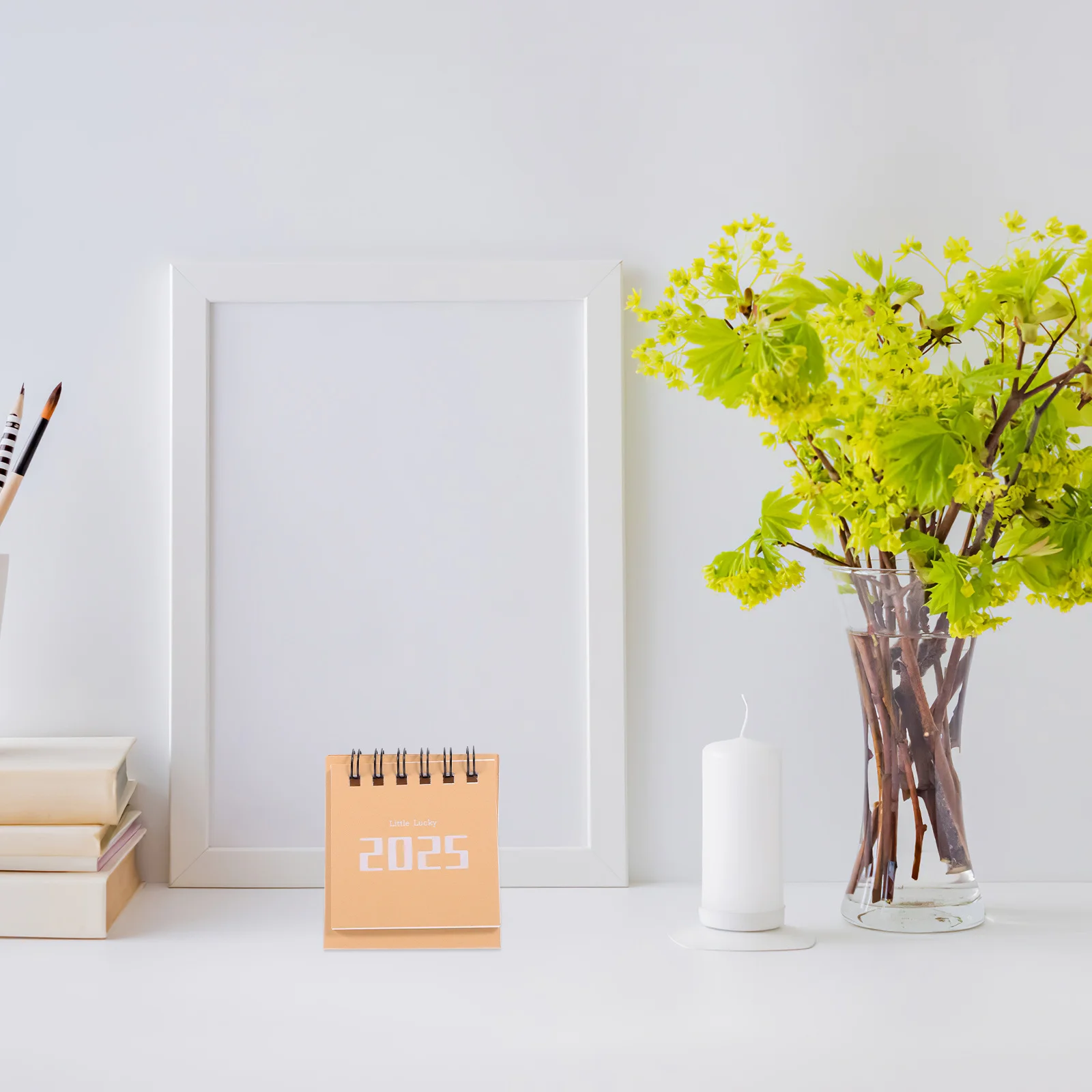 Adorable Mini Desk Calendar 2025 Small Office Calendar Paper Modern Standing Table Desk Decor Calendars Desktop Decor
