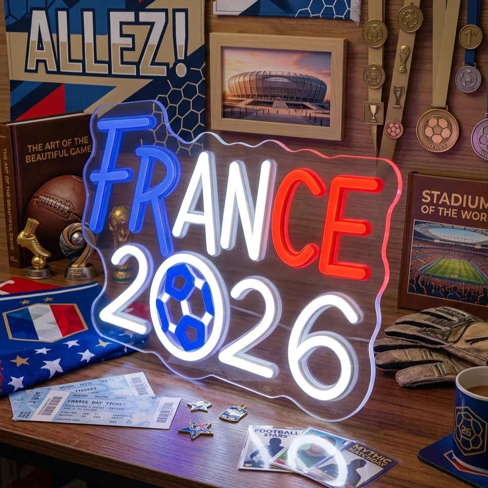 

Неоновая вывеска «Футбол 2026» с питанием от USB, настенный светильник, атмосферная лампа в футбольной тематике для декора мужской комнаты, кинотеатра, бара
