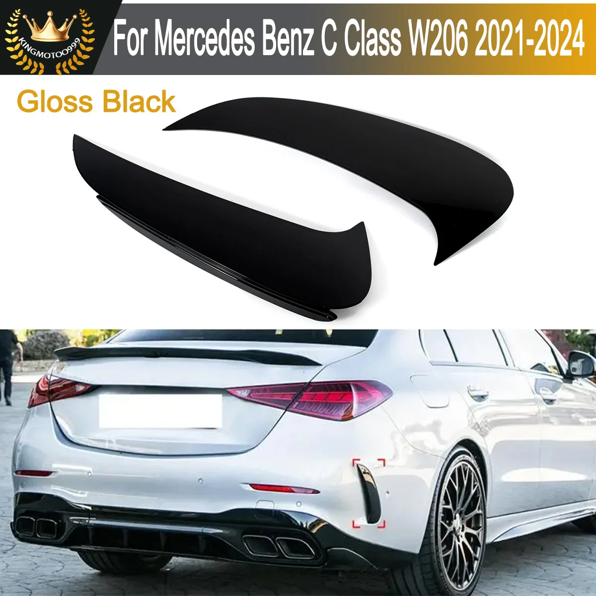 

Глянцевые черные задние боковые вентиляционные отверстия для Mercedes-Benz W206 C200 C300 2021-2023