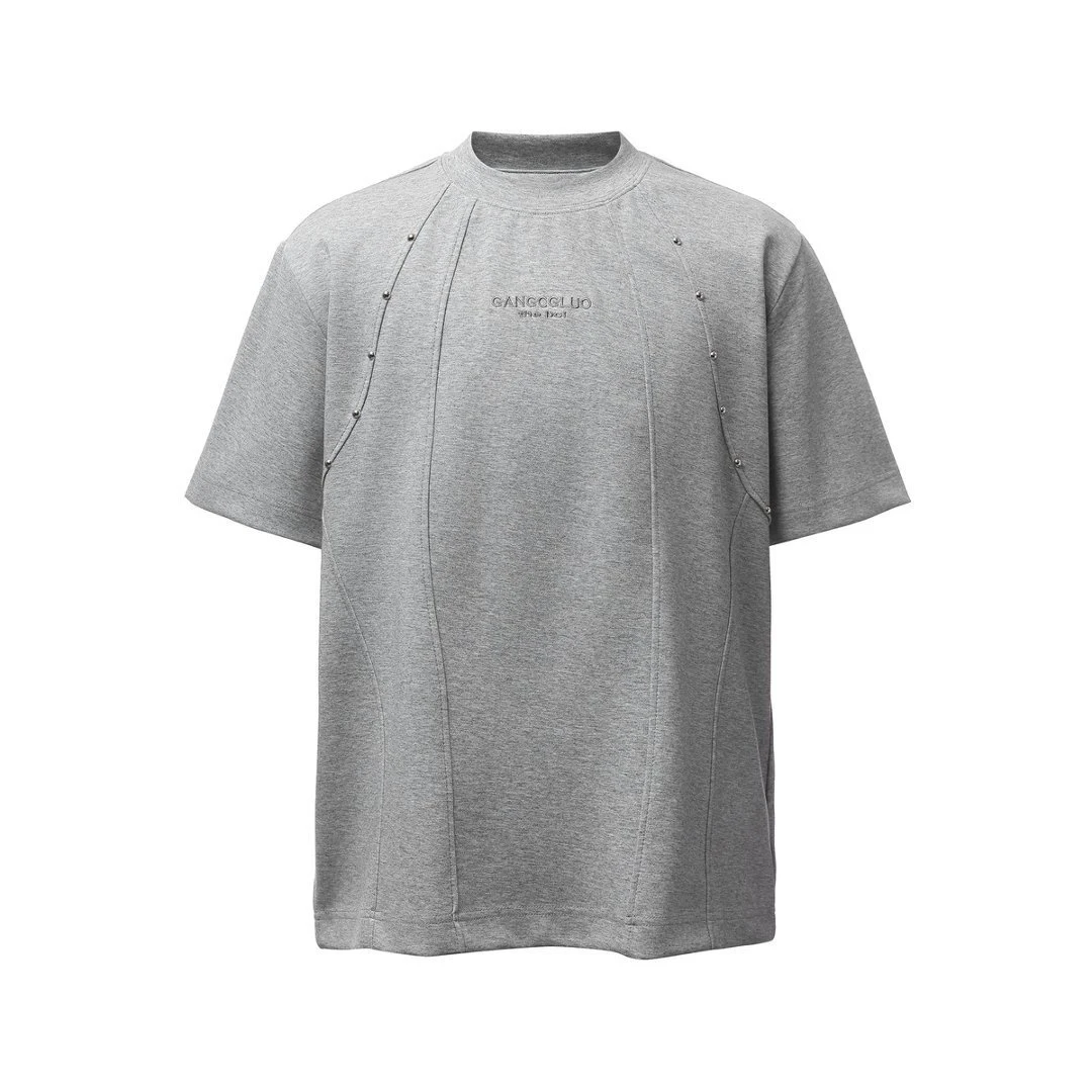 

Retro American Style Short Sleeve T-Shirt for Men Loose round Neck Embroidered Casual Cotton Polyester Blend Daily Wear