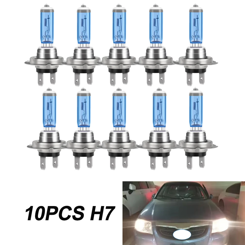 10 Stück Halogen-Scheinwerferlampen Super Warmweißes Licht H7 12V Glühbirne Scheinwerfer Halogenlampe Auto-Scheinwerfer Ersatzbirne