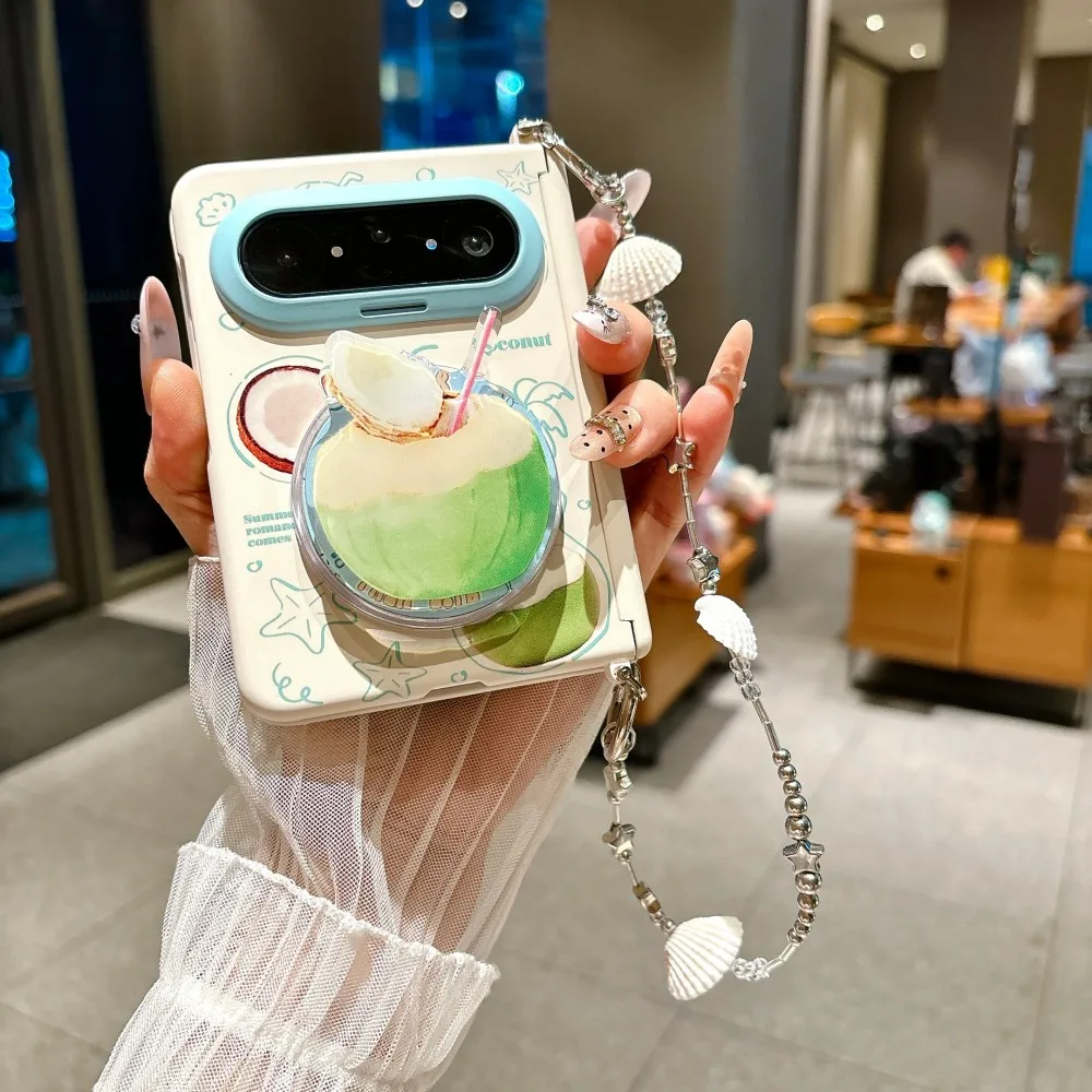 Cartoon For HuaWei Pura X Max Bracelet With Holder Phone Case Magsafe Magnetic Hinge Protective PC Hard Shell Back Cover