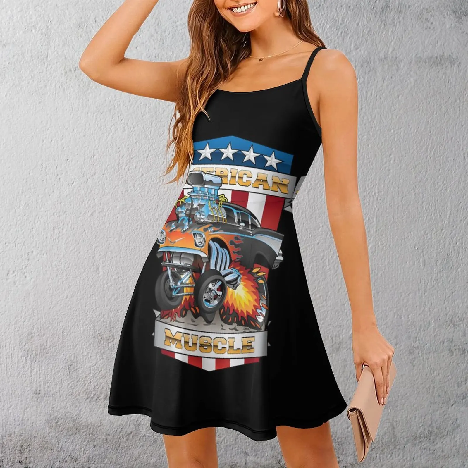 

Exotic Woman's Dress Strappy Dress American Muscle Car Art Women's Sling Dress Hot Sale Clubs Funny Sarcastic