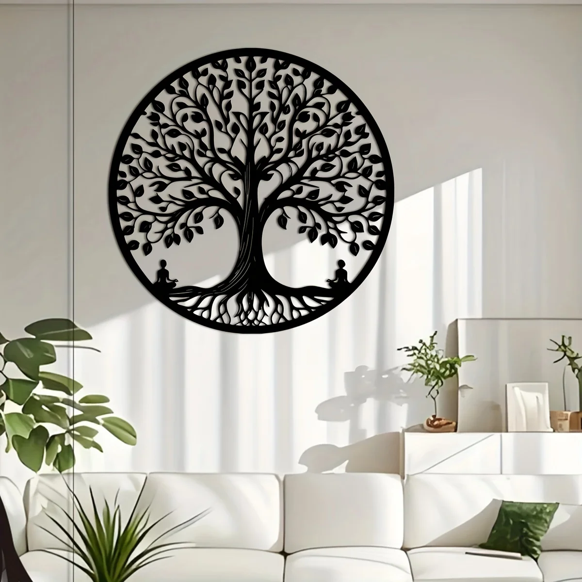 Metal Laser Cut Line Art, Nature-Inspired Home Decor 1pc Metal [Nature Tree] Retro Iron Tree of Life Wall Art 1pc