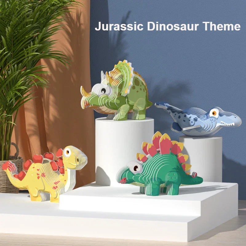Triceratops 3D fai da te fatto a mano puzzle di carta giocattolo puzzle per bambini puzzle blocchi di costruzione animale modello creativo ornamento