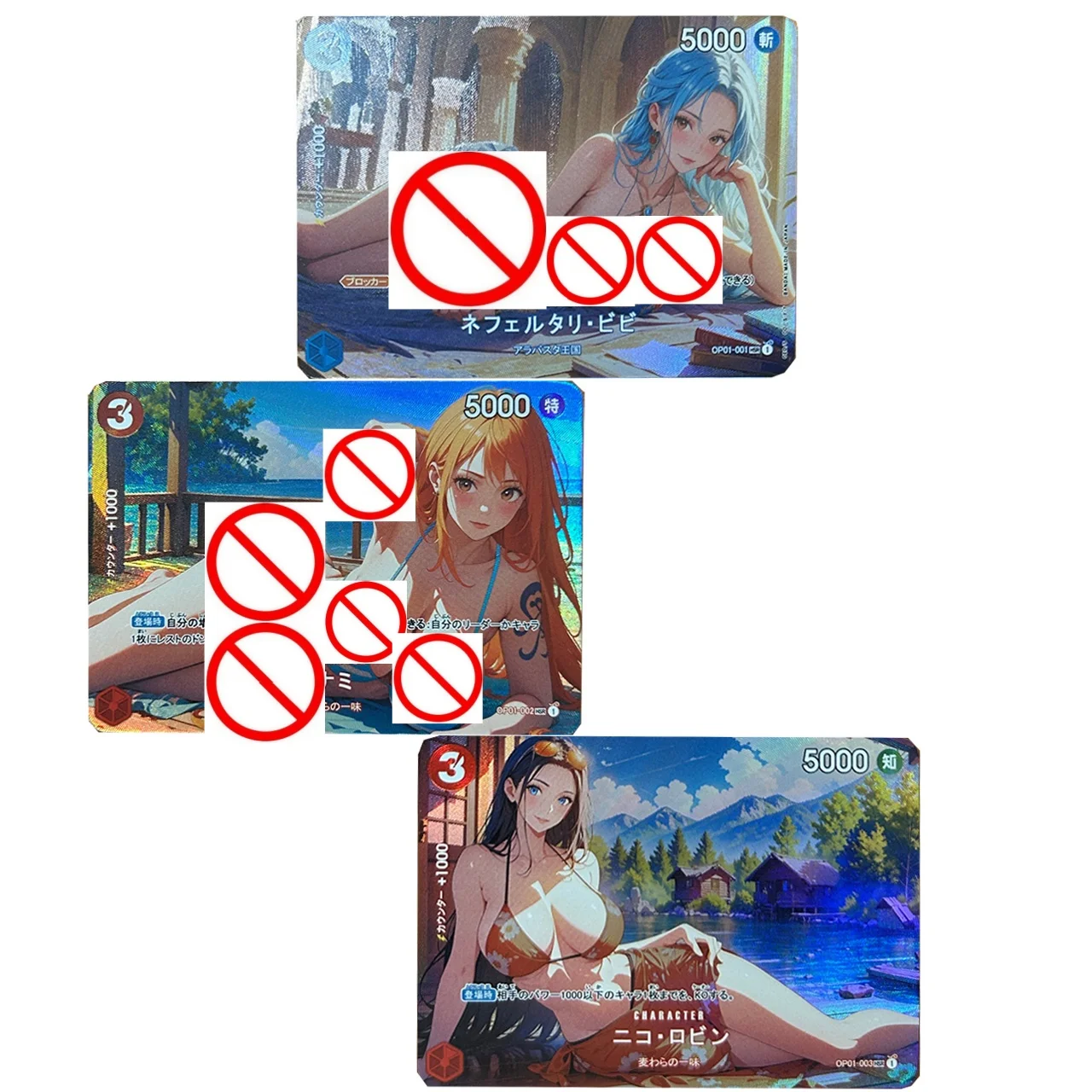 

Набор из 3 голографических карт One Piece: Нами, Нефертари Д. Виви, Робин. Коллекционные аниме-карты для игр и подарков.