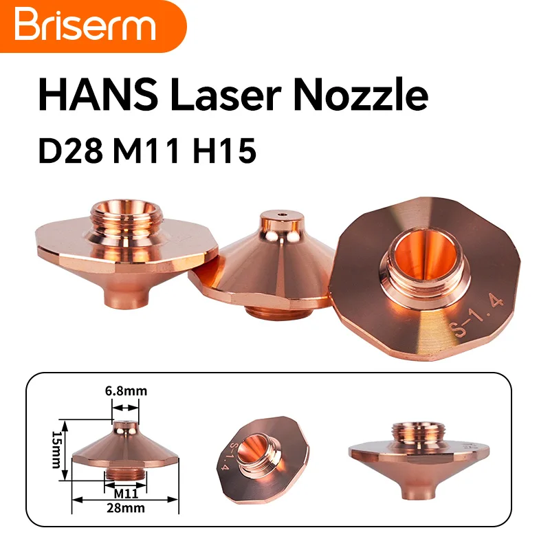 

Hans Laser Cutting Nozzle D28 M11 H15 1.2 1.4 1.5 1.6 1.8 2.0 2.5 3.0 Fiber Laser Nozzle Single Nozzle HANS Laser Head Nozzles