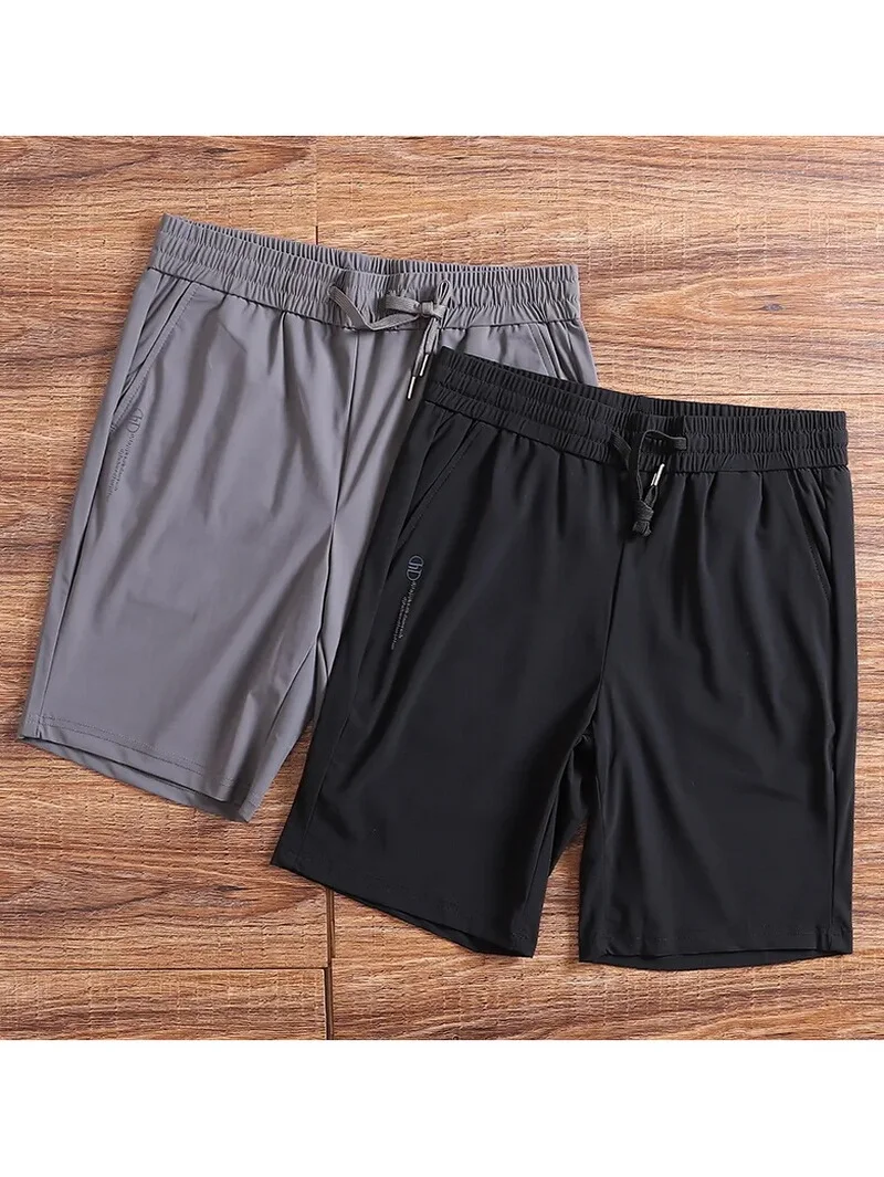 

Новые летние мужские спортивные брюки из ледяного шелка: легкие, эластичные, быстросохнущие, свободного кроя, для бега и тренировок, длина до колена