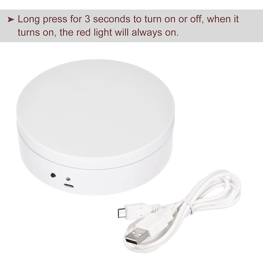 360 Degree Rotating Motorized Display Stand 12cm Automatic Revolving Platform USB Charging/Battery Operated for Live Video