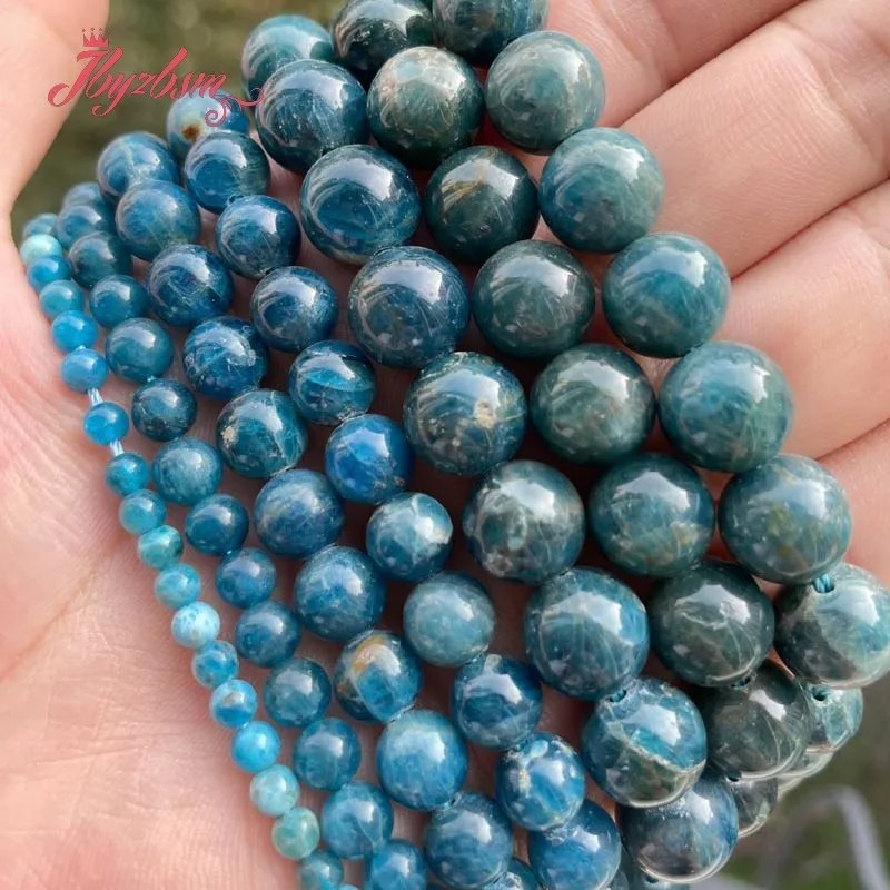 

Natural Apatite Round Blue Stone Beads For Necklace Bracelet Loose Spacer Strand 15" DIY Jewelry Making 4/6/8/10mm Free shipping