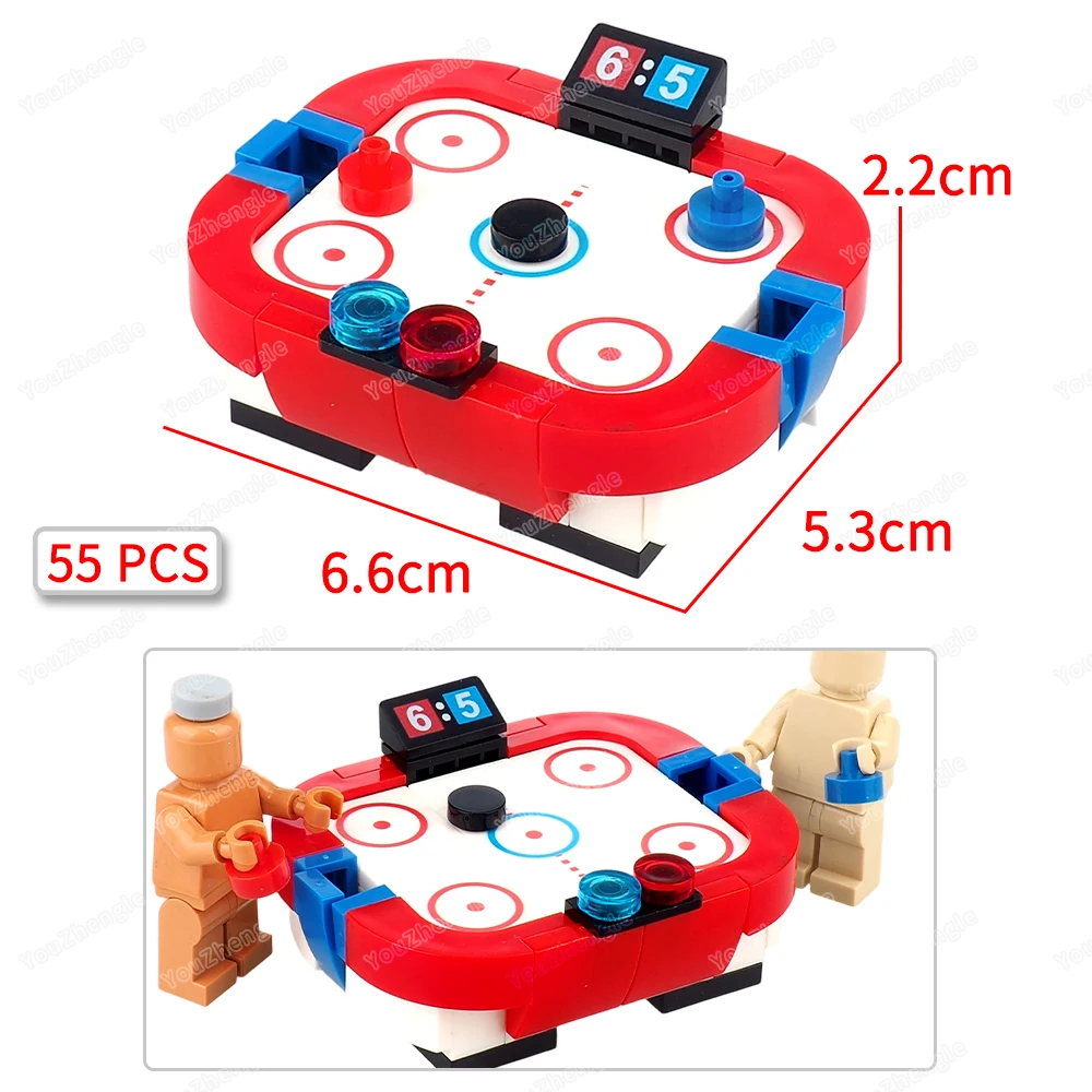 

Круглый настольный хоккей с шайбой, строительный блок, мини-размещение, фигурки MOC, развлечения, спортивные соревнования, сцена, модель, подарок для мальчика, игрушка «сделай сам»