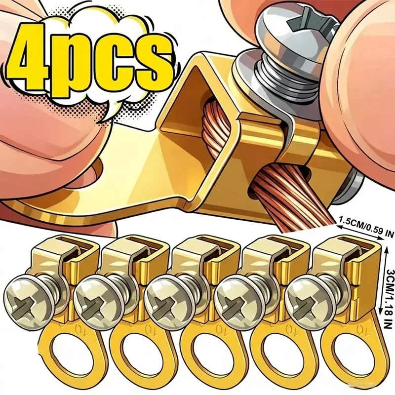 Car Battery Terminal Blocks with Terminal Collet Set Accessories Connectors Solid Copper Crimp Connectors Replacement Battery