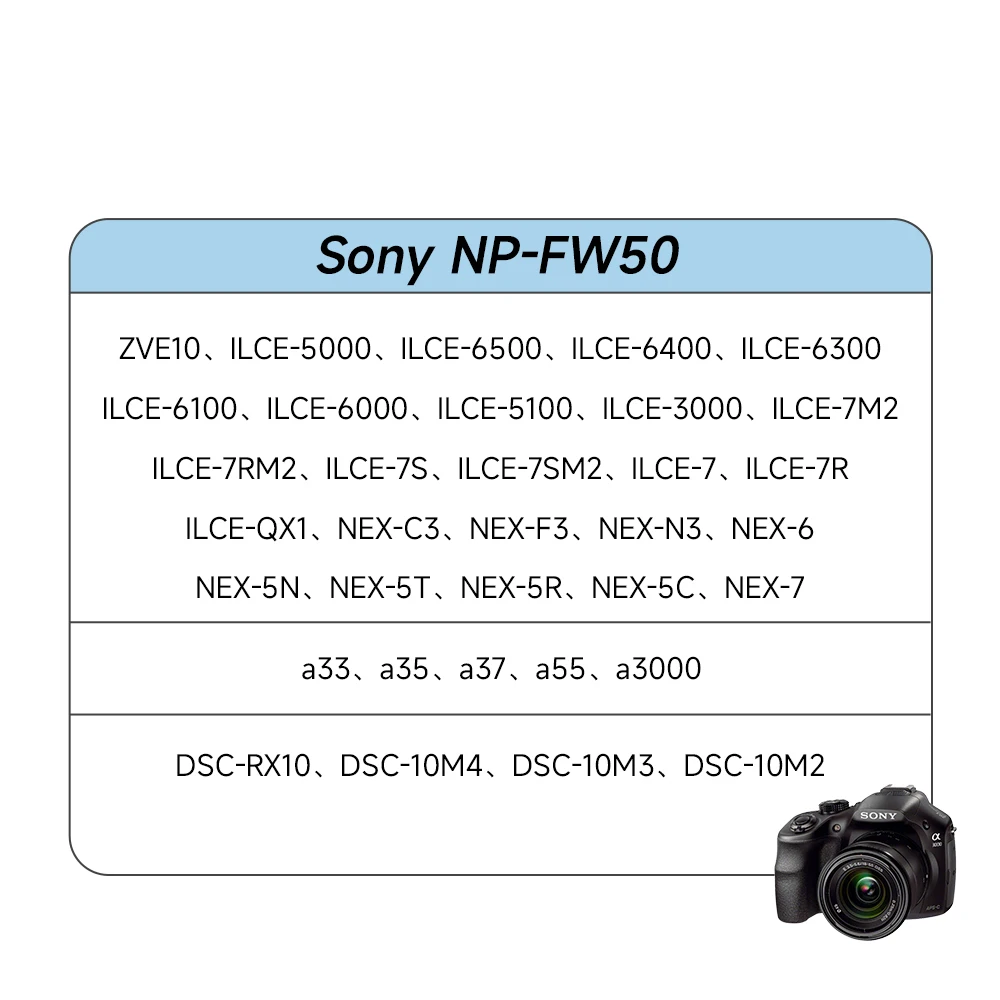 PALO 7.4V 2000mAh NP-FW50 NP FW50 NPFW50 np fw50 Camera Battery for Sony Alpha a6500 a6300 a6000 + USB Dual smart charger