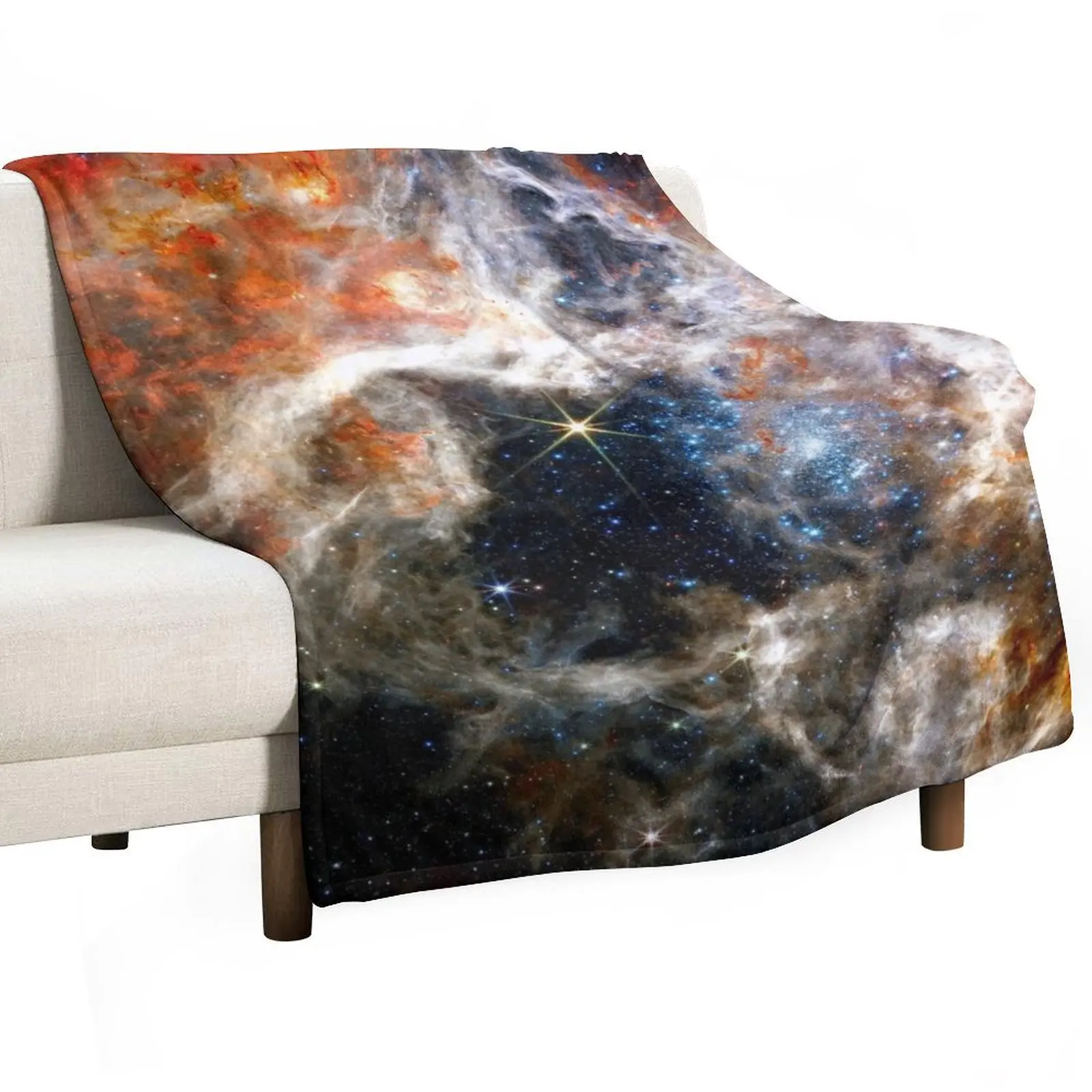 NEW Tarantula Nebula JWST James Webb Image - High Quality Throw Blanket Flannel Fabric Furrys Blankets