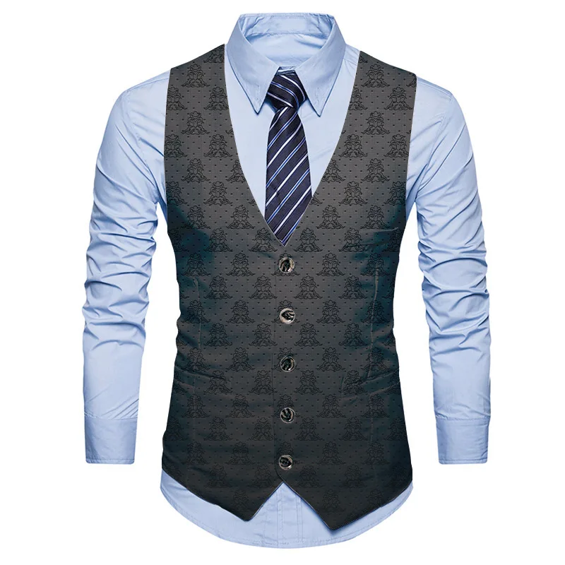 

Plaid Mens Suit Vest Four Seasons Business Vest Jacket Fashion Casual Classic Mens Self-cultivation Single-Breasted Vest