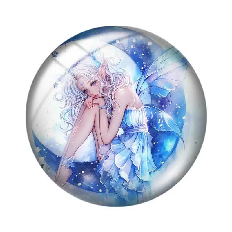 Moon Fairy DIY 10pcs 12 มม./16 มม./18 มม./30 มม.ภาพแก้ว Cabochon 25 มม.Demo แบนผลการค้นหา