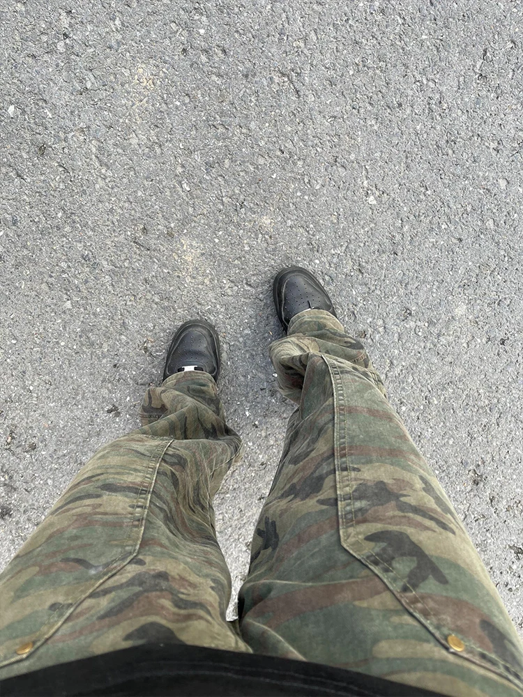 

Ретро-винтажные камуфляжные мужские рабочие брюки для активного отдыха, прямые, зауженные, в американском стиле, модный бренд, весна-осень, хлопок, полиэстер