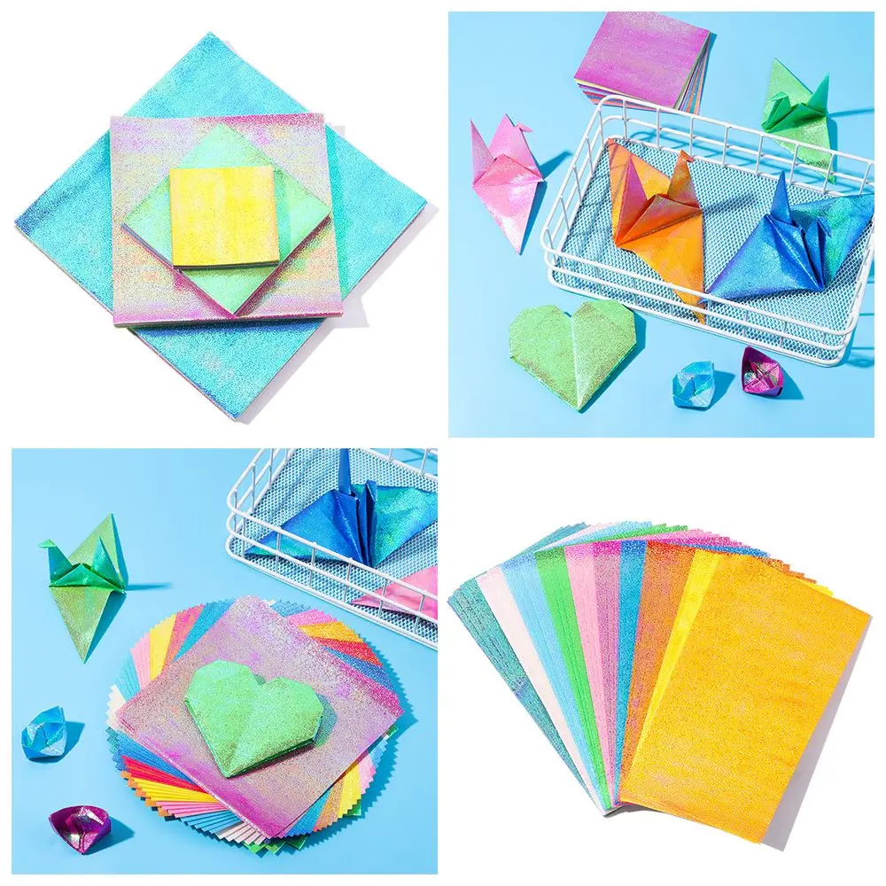 50 fogli di carta Origami scintillante carta pieghevole quadrata su un lato colore misto Scrapbooking Decor materiale fatto a mano