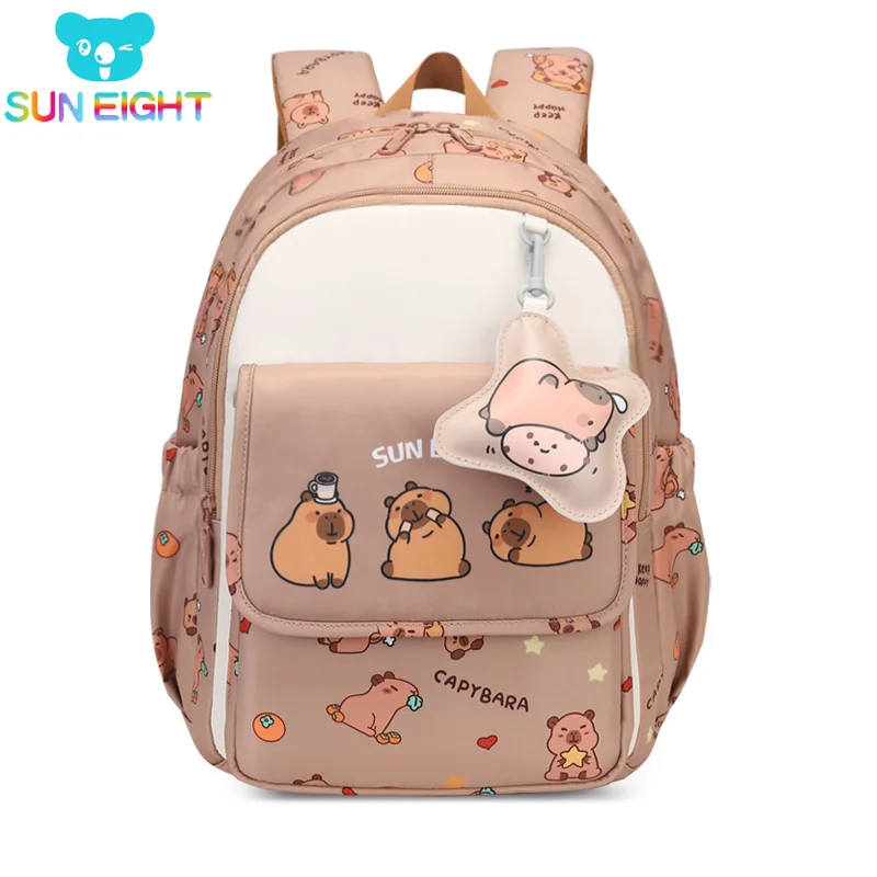 SUN EIGHT Mochila informal de 15 pulgadas con dibujos animados, mochilas escolares ligeras, bolsa de viaje de nailon impermeable, mochila escolar para estudiantes