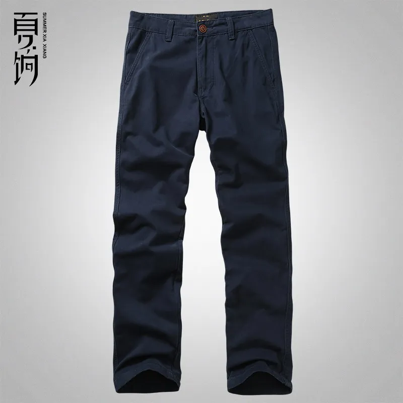 

Мужские повседневные брюки American Sle: прямые, свободные, из чистого хлопка, для работы, длинные, в стиле ретро, плотные, цвета хаки, карго