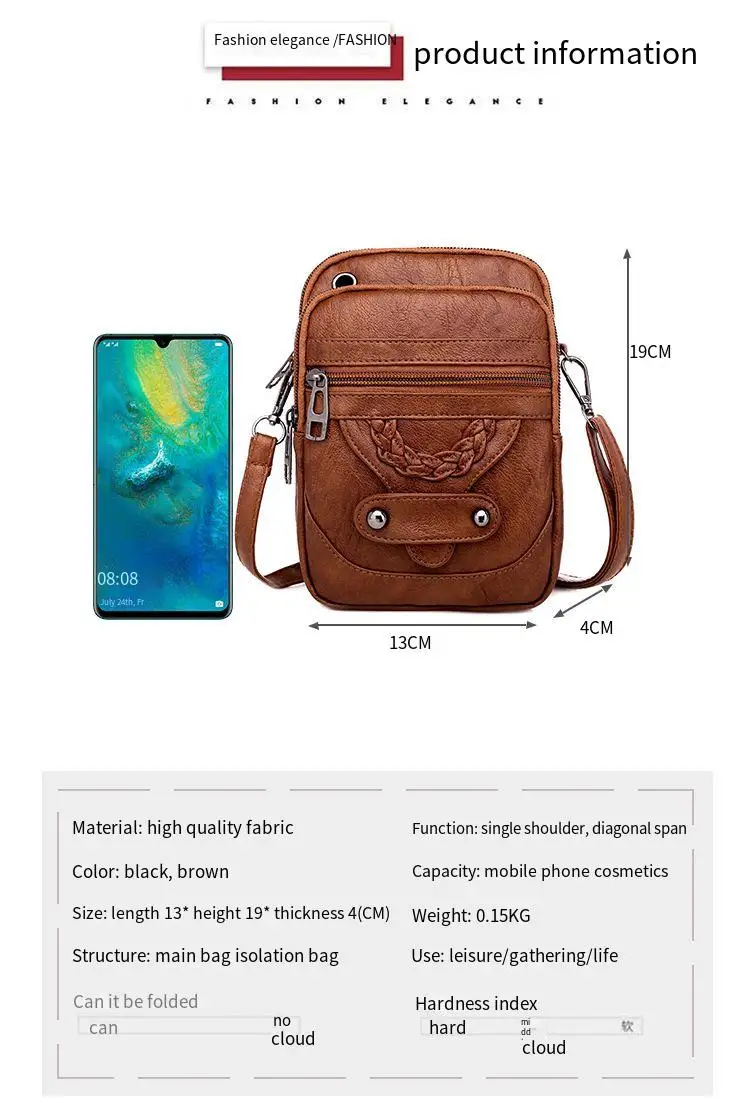 Bag Women's Crossbody New Texture Shoulder Bag Mobile Phone Bag Soft Leather Western Style Mature Fashion Retro Small Bag