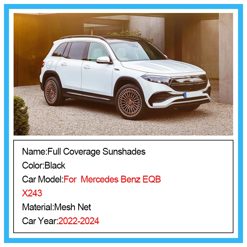 Magnetic Car Sunshade For Mercedes Benz EQB X243 2022-2024 Front Windshield Curtain Side Window Shade Mesh Curtain Car Protector