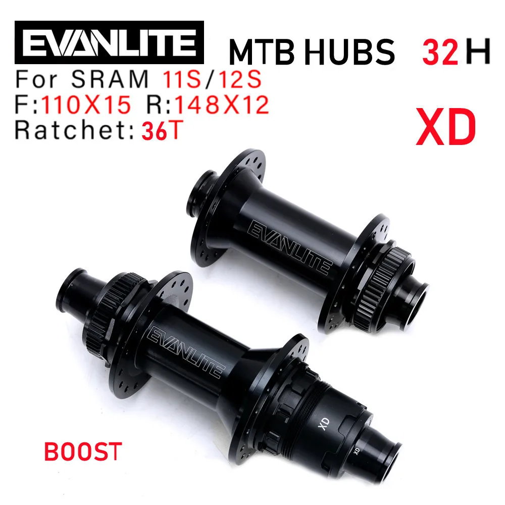 

EVANLITE-Thru Axle Bicycle Hub, 32 Holes, Quick Release Version, Mountain Bike Hub, HG, XD, MS, 135X10, 141X10, 148X12, EXP Ratc