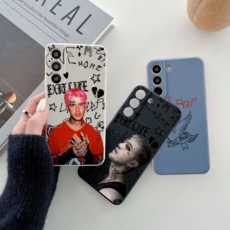 

Rapper Lil Peep HellBoy Luxury Liquid Silicone Case For Samsung Galaxy S24 S23 S22 Ultra Plus S21 S20 FE S10 S24Plus Phone Cover