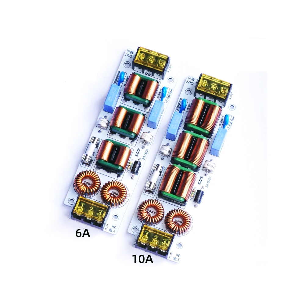 110V 220V AC EMI فلتر 6A 10A 4Stage EMI فلتر صوت مكبر ضخم الطاقة تنقية الصوت الحالي نبض الضجة والحماية من البرق