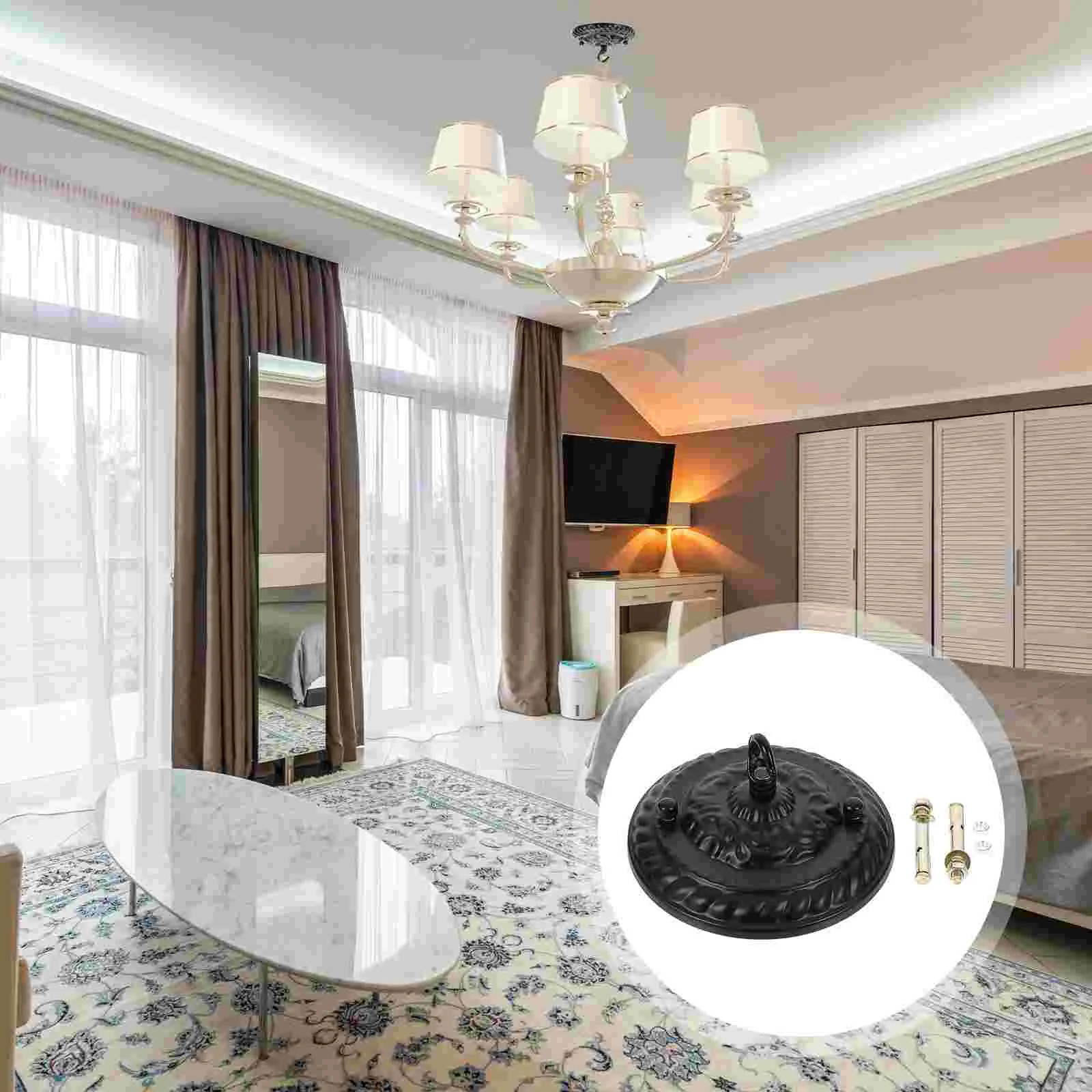 

Chandelier Shade Hook Retro Base Ceiling Light Canopy Plate with Pendant Lighting Accessory Lamp Vintage Decor