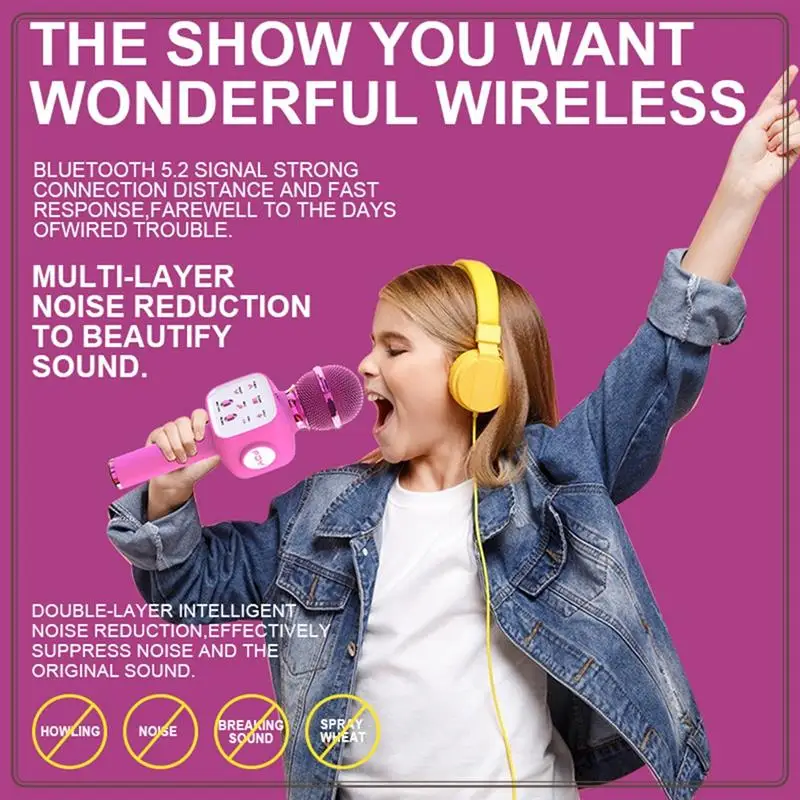 信頼性の高いカラオケマイク Bluetooth ワイヤレスプロフェッショナル歌うマシンノイズリダクション家庭用 KTV パーティー子供ギフト、カラオケ