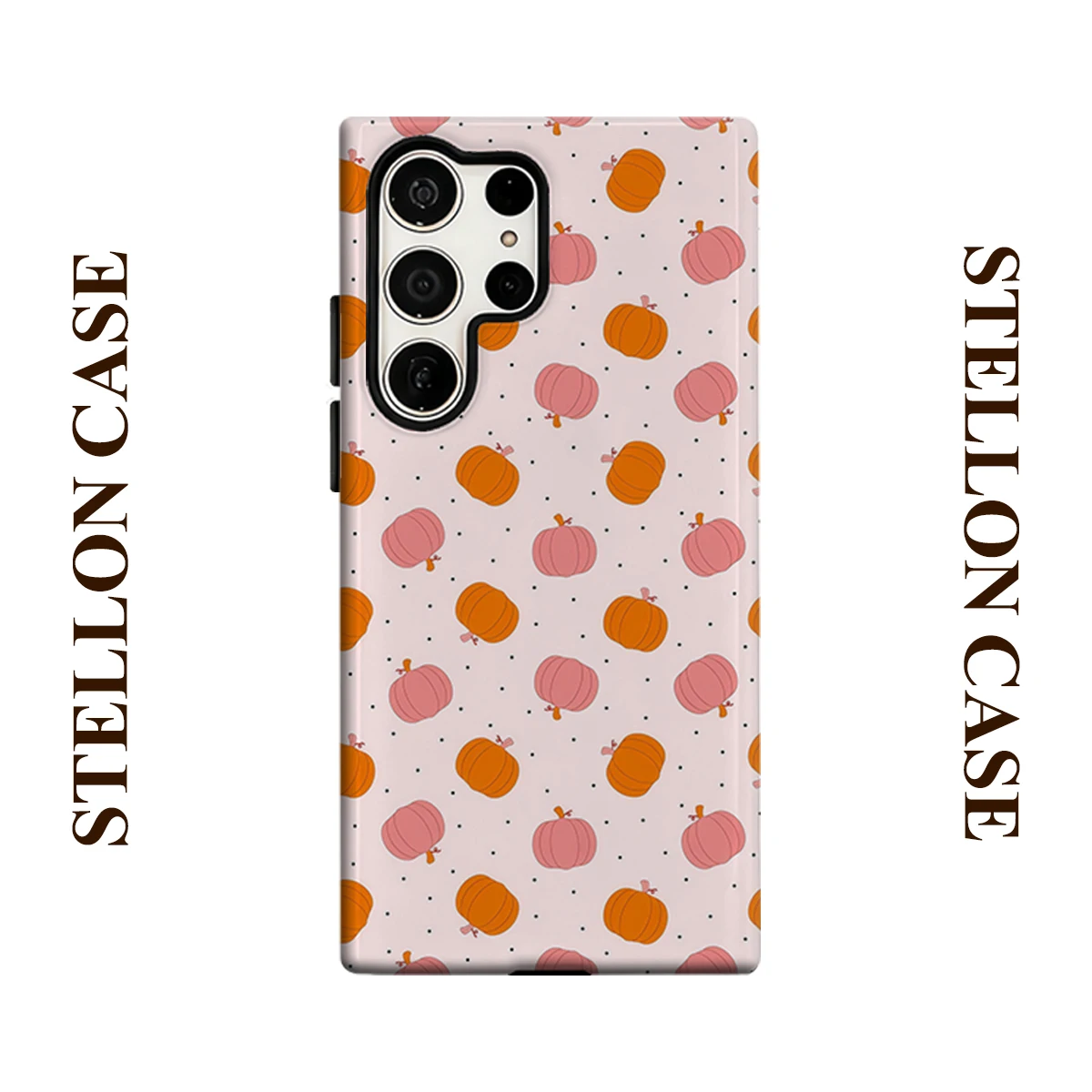Orange Pumpkin Dot Phone Case for Samsung Galaxy S25 Ultra S24 S23 Ultra Plus Glossy Double-layer Back Cover