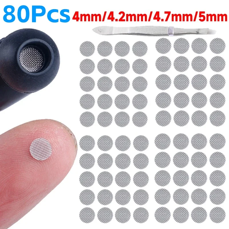 80/20Pcs Earphones Dustproof Net 4mm 4.2mm 4.7mm 5mm Mesh Net Filter Self-Adhesive Protective Cover In-ear Headphone Accessories