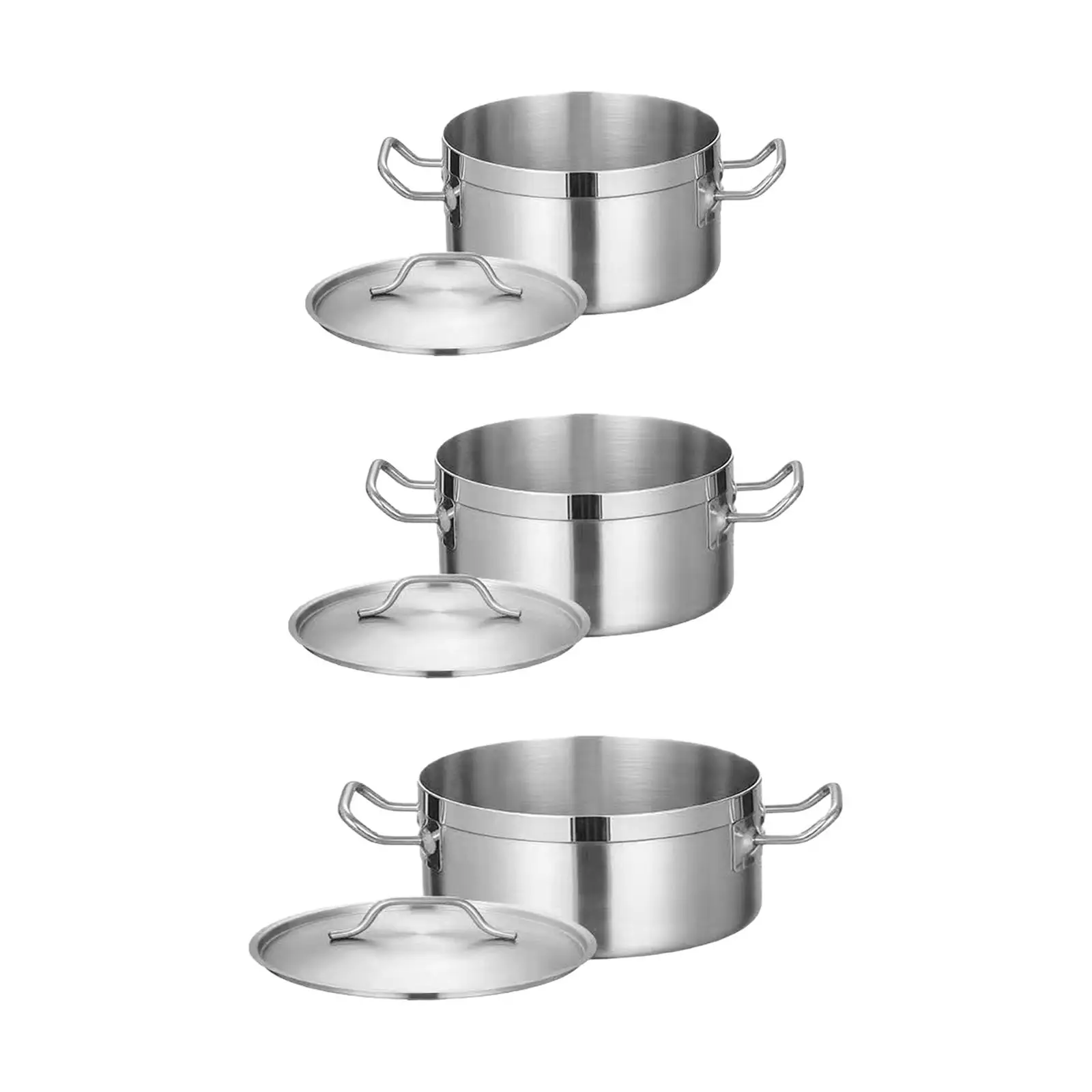 Stainless Steel Stockpot Stewing Pot with Lid Double Handles Cooking Pot