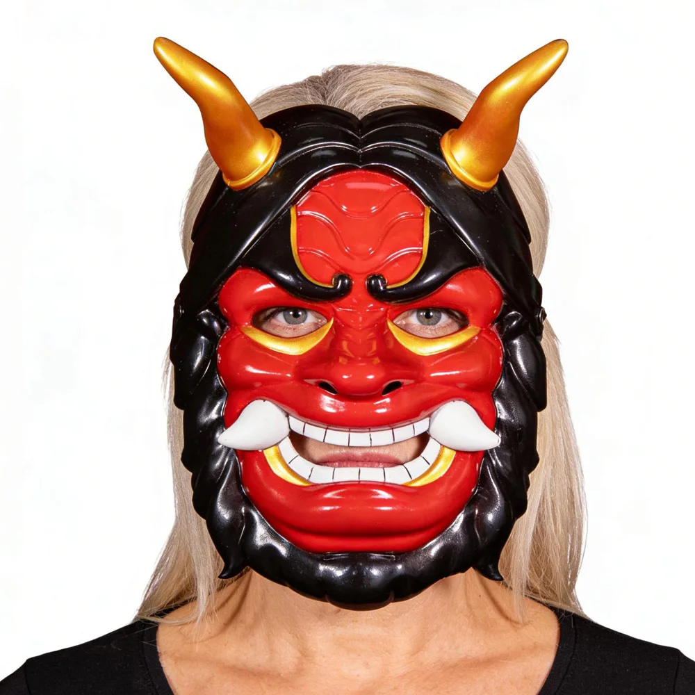 

Demon Prajna Ninja Mask Cosplay Japanese Oni Samurai Kabuki Hannya Masks Halloween Carnival Dress Up Party Costume Props