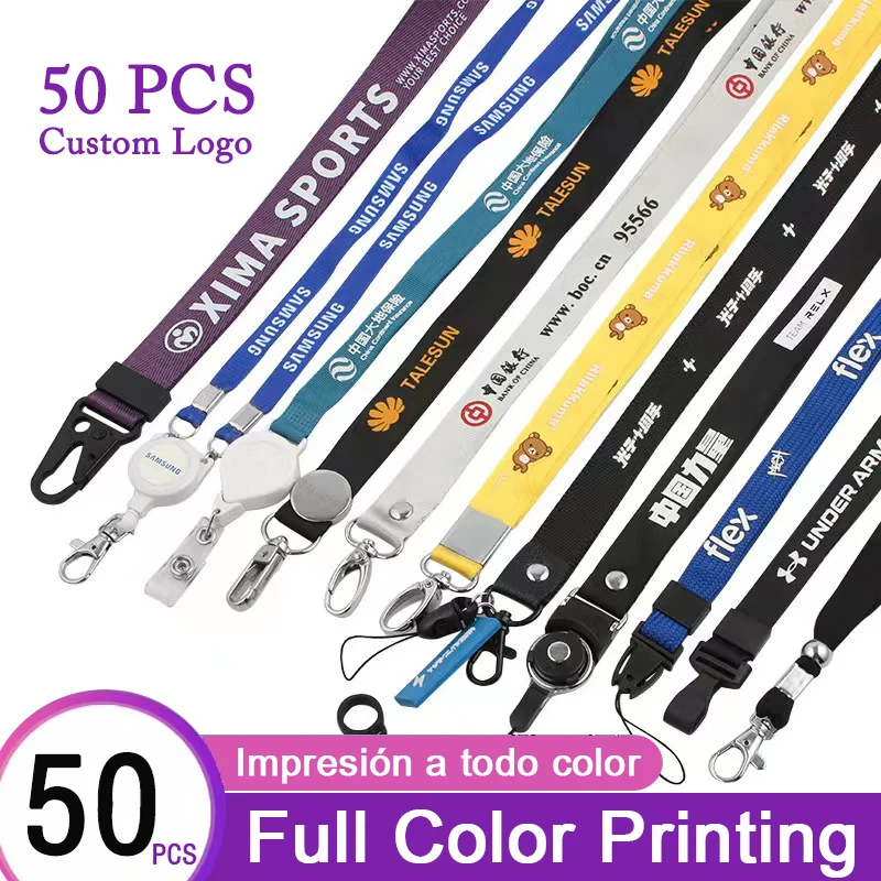 

50 Pcs/Lot Custom Printed Lanyard For Keys Badge holder & Staff Cards Full Color Personalized Printing Logo Company Name Landyar